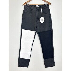 Princess Polly Denim Black And White Color Block Mom Jeans US Size 8 NWT